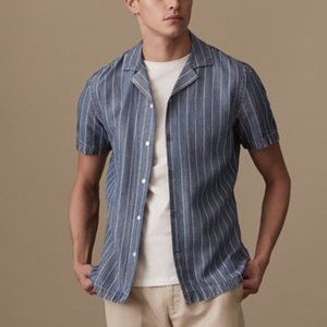 REISS Ajex Denim Stripe Slim Button Down Shirt